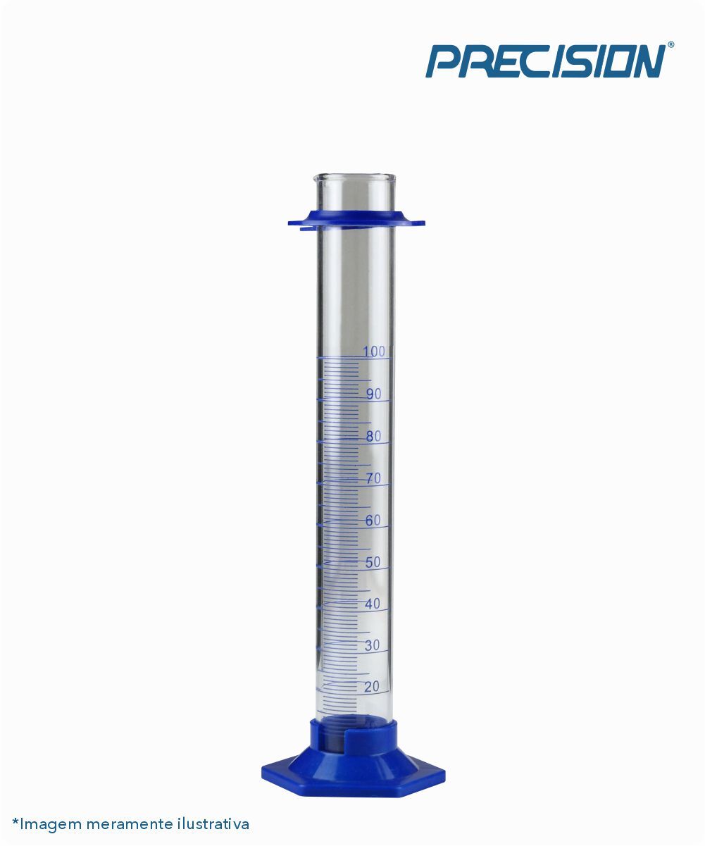 Proveta de vidro com base de plástico hexagonal  100mL